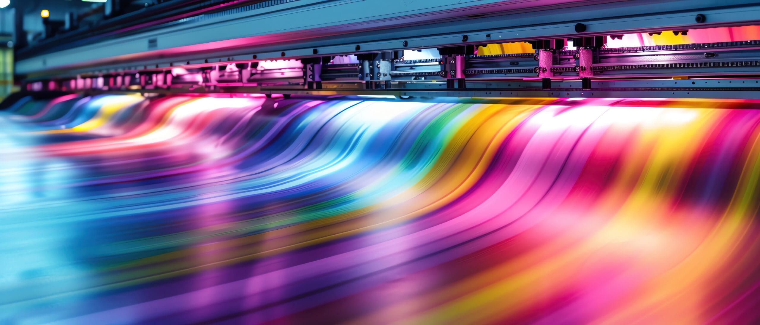Impresora de gran formato produciendo una impresión de colores
